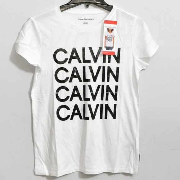 NWT Calvin Klein Jeans Women‎ tee in White - Picture 1 of 5